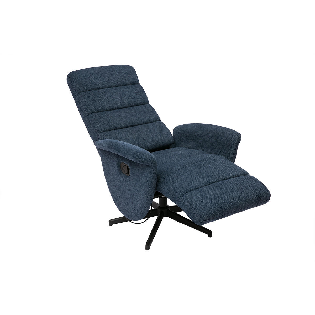 RELAXSESSEL Manuell Dunkelblau Chenillestoff NELSON - Dunkelblau, Textil (75/109/72cm) - Miliboo