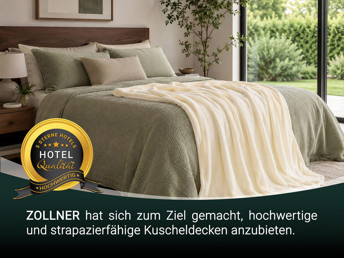 KUSCHELDECKE, 150x200 cm, 100% Polyester, Weiß - Creme, Textil (150/200cm) - Zollner