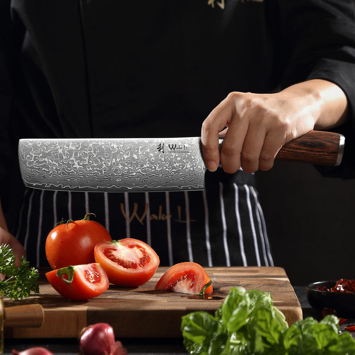 NAKIRIMESSER 18 cm - Braun, Holz/Metall (31cm) - Wakoli