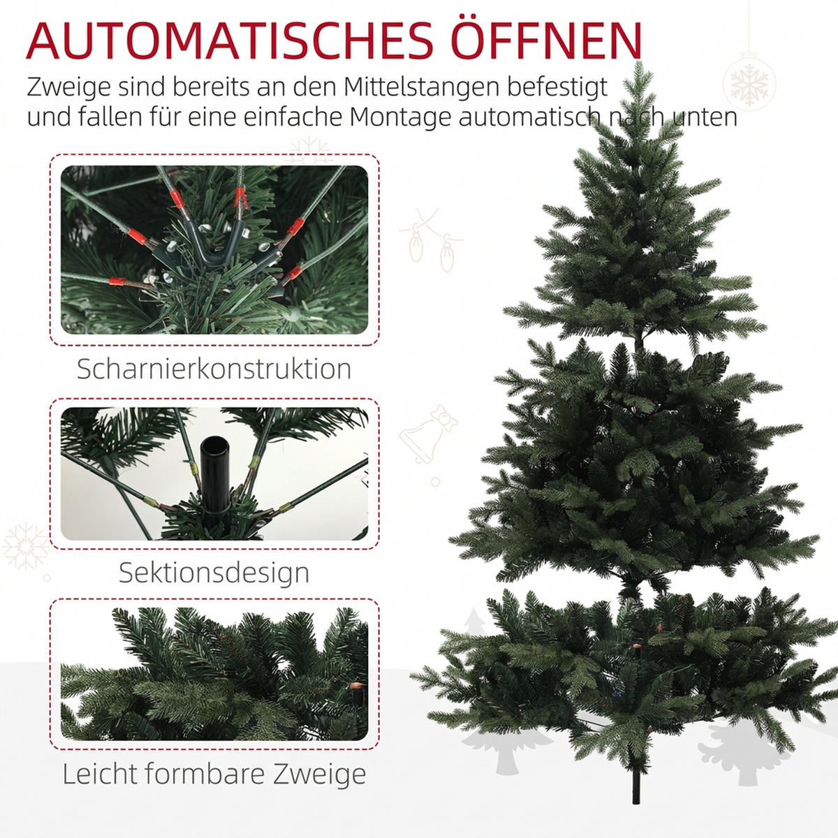 WEIHNACHTSBAUM Kunststoff Stahl Grün - Grün, Kunststoff (180cm) - HOMCOM