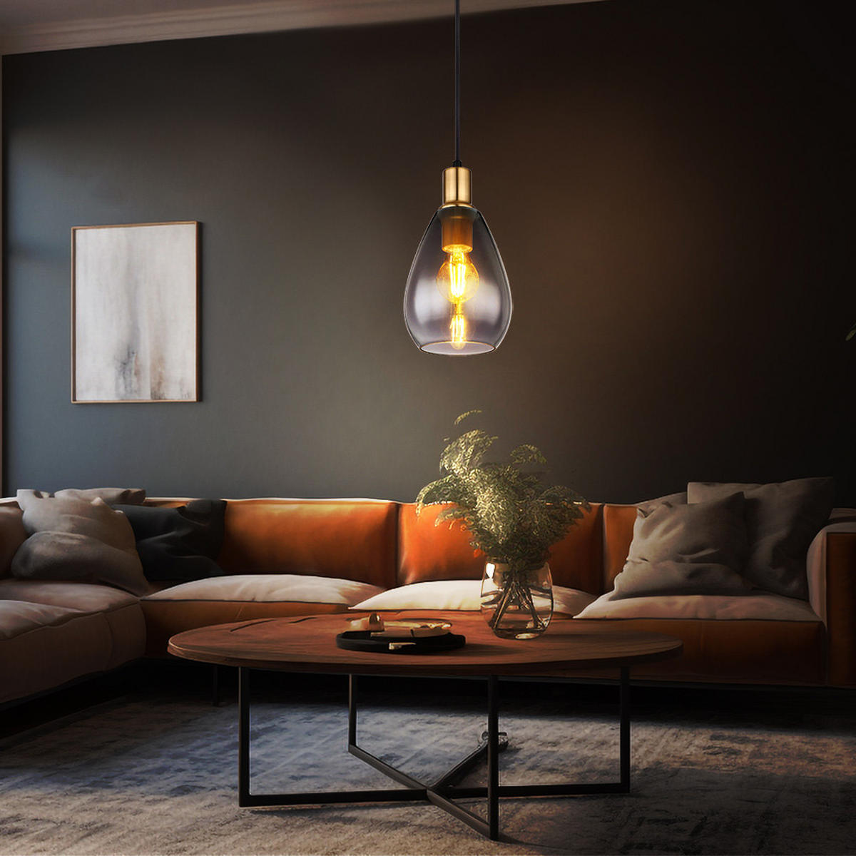 LED HÄNGELEUCHTE Fanni Metall Schwarz - Schwarz, Glas (15/15/120cm) - Globo Lighting