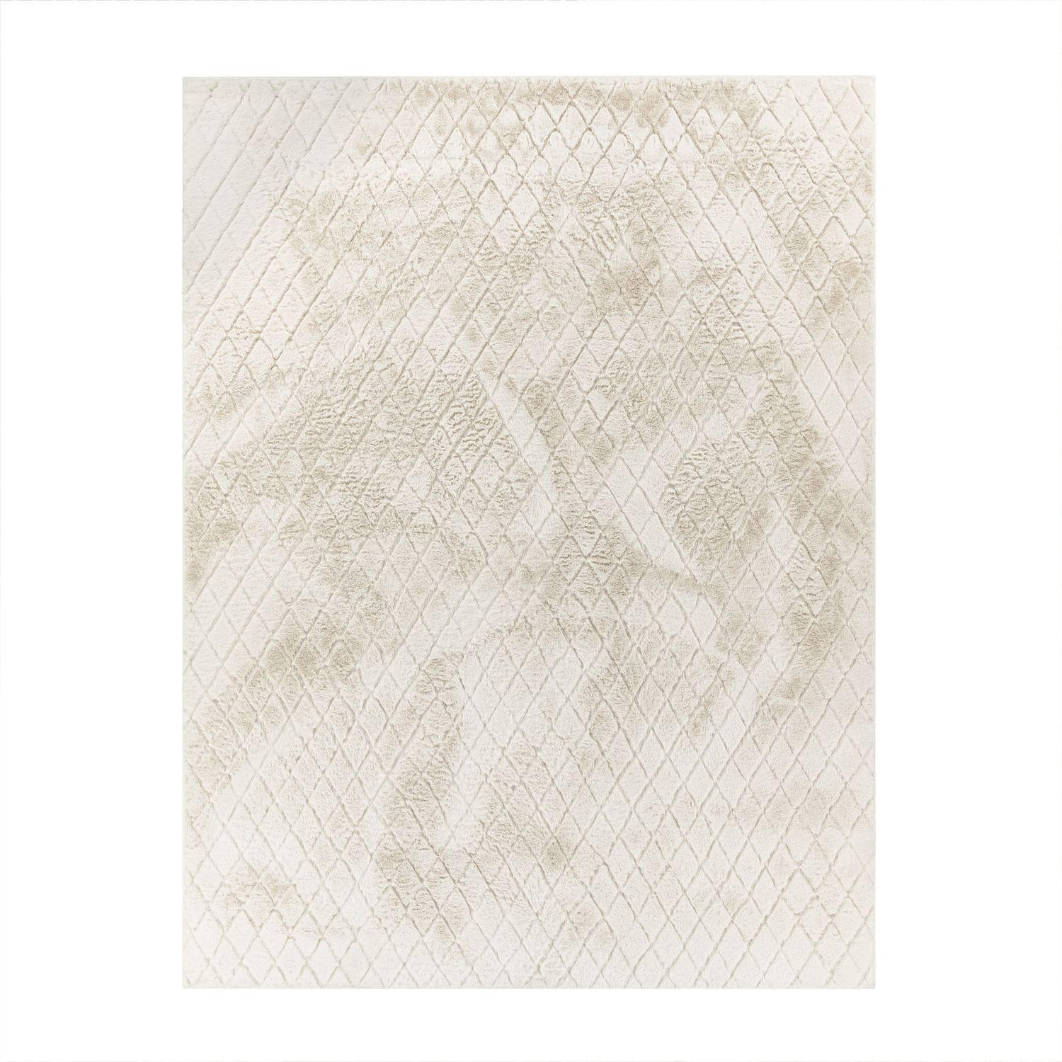 HOCHFLORTEPPICH Rauten Creme 160 x 220 cm - Creme, Kunststoff (160/220cm) - TT Home