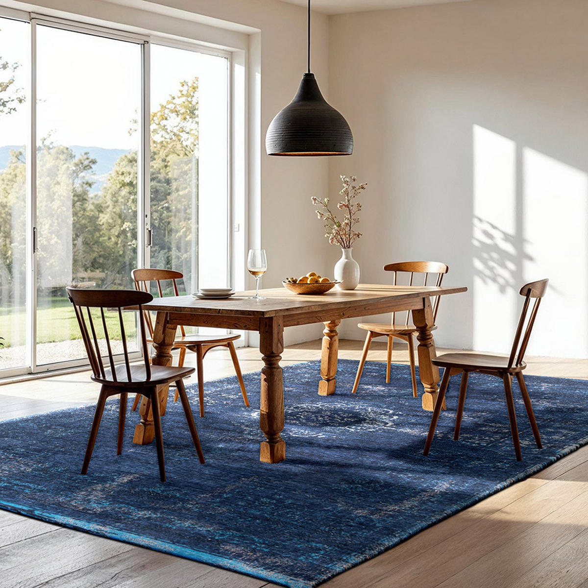 TEPPICH Blue Night Fading World Medallion 140/200 cm - Blau, Textil (140/200cm) - Louis De Poortere