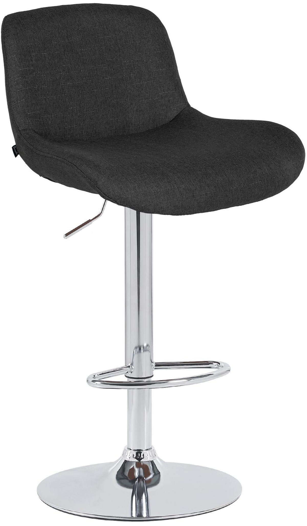 BARHOCKER Stoff schwarz - Chromfarben/Schwarz, Textil/Metall (50/85/50cm) - CLP