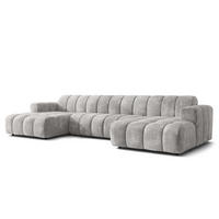 WOHNLANDSCHAFT AENIS Hellgrau Chenille - Hellgrau, Holz (398/85/165cm) - MASSENO
