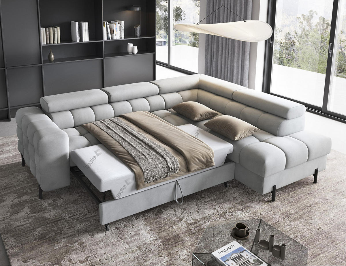 ECKSOFA Ferrucio R - Grau (Paros 05) - Grau, Holzwerkstoff (276/200cm) - Möblo