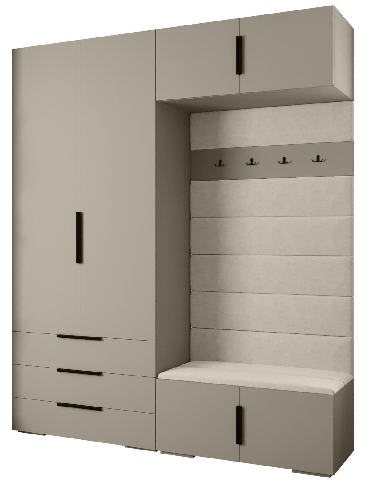 GARDEROBEN-SET 236,7/200/47 - Kaschmir/Schwarz, Holz/Kunststoff (200/236.7/47cm) - Abiks Möbel
