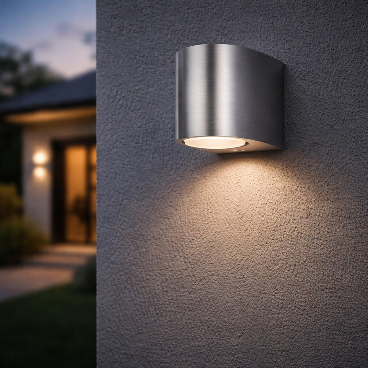 AUSSEN-WANDLEUCHTE ALU Silber gebürstet - Silberfarben, Glas (7/8/9.4cm)