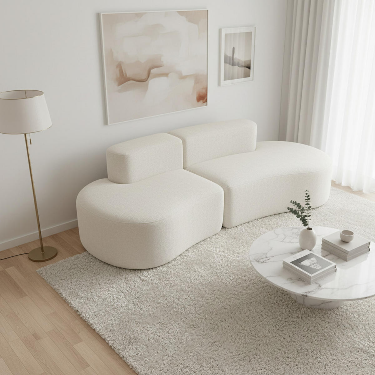 SOFA Lounge Weiß 2-Sitzer - Weiß, Textil (240/75/102cm) - COCO Living