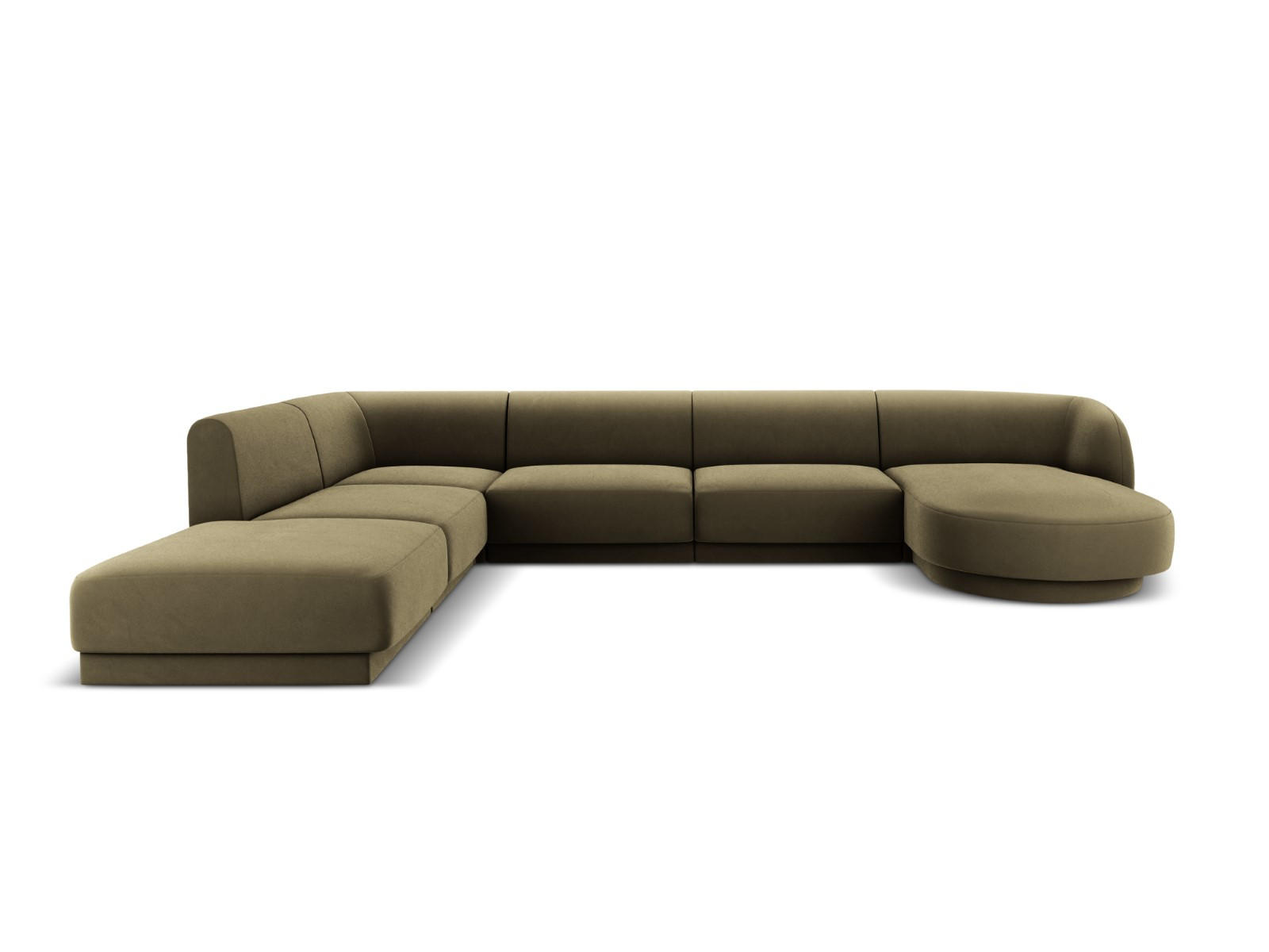 PANORAMASOFA links Miley aus Samt grün 6 Sitzplätze - Grün, Textil (255/70/330cm) - Micadoni