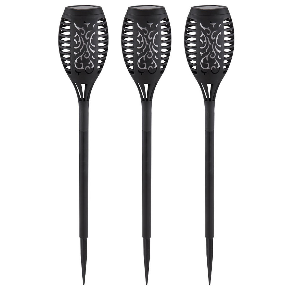 LED AUSSENLEUCHTE Solar Steckleuchte Schwarz 3er Set - Schwarz, Kunststoff (7.5/7.5/49.5cm) - Globo Lighting
