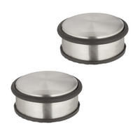 DÖRRSTOPP silver svart 2-pack rostfritt stål - Silverfärgad, Metall/Naturmaterial (10.5/10.5cm) - Relaxdays