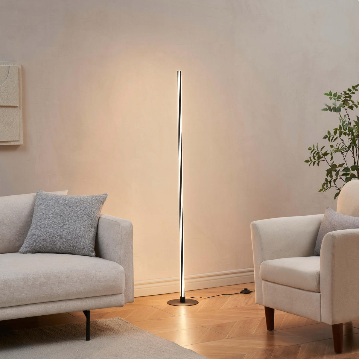 STEHLEUCHTE Telvo, Schwarz, 148cm - Schwarz, Metall (148/20/148cm) - KOSILUM