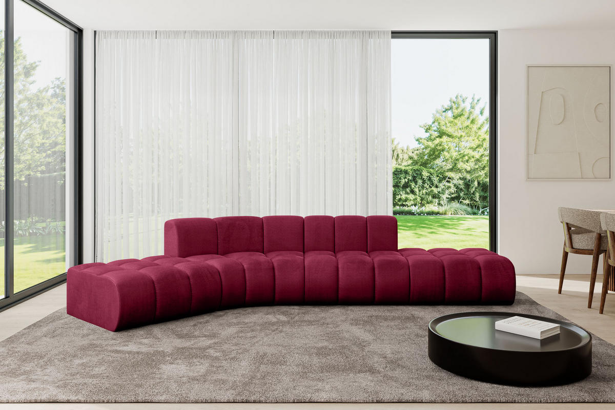 ECKSOFA modulares Sofa Solven-L1 - 380x174x70 cm Bordeauxrot - Bordeaux, Holzwerkstoff/Textil (380/174cm) - ALTDECOR