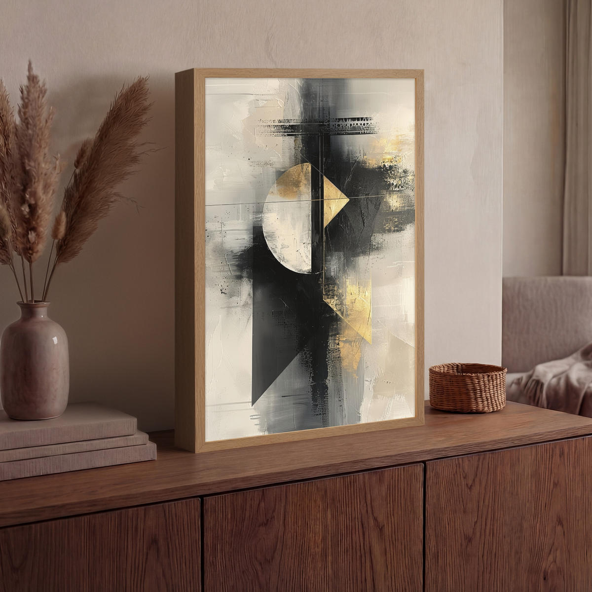 NÁSTĚNNÁ LAMPA S AKUMULÁTOREM Abstraktní - černá - barva - moderní 40x60 cm - šedá, kompozitní dřevo (40/60/8cm) - OnlyWow