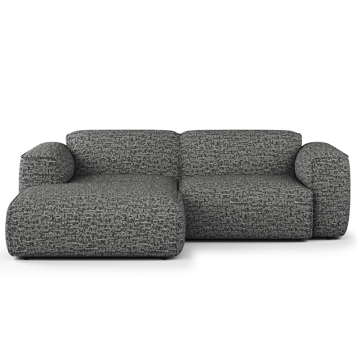 ECKSOFA mit XL-Longchair - Schwarz/Grau, Kunststoff/Textil (260/171cm) - home24