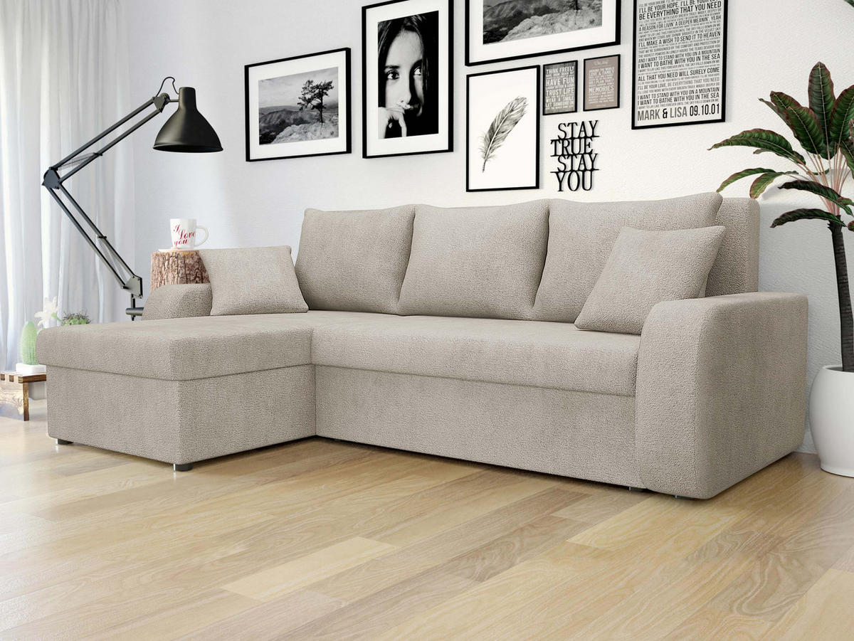 ECKSOFA Kris Lux - Kaschmir/Schwarz, Holz/Kunststoff (238/147cm) - MIRJAN24