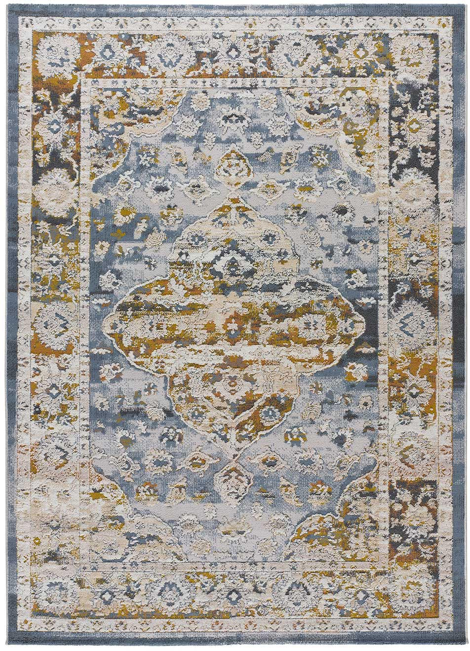 VINTAGE-TEPPICH Blau Springs 192/290 cm - Blau/Beige, Naturmaterialien/Textil (192/290cm) - Atticgo