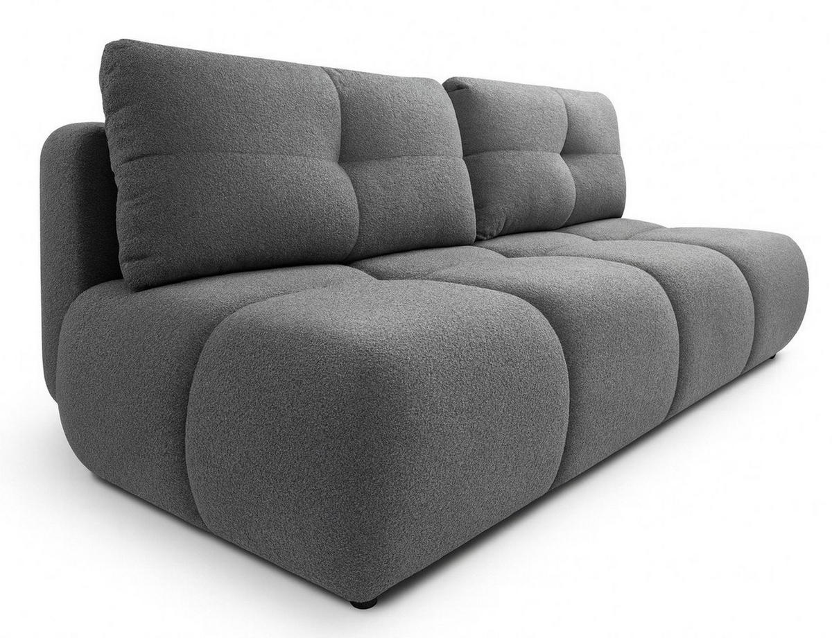 SCHLAFSOFA MILA, Sofa mit Schlaffunktion und Bettkasten, Farbe: Grau, Bouclé-Stoff - Grau, Textil (214/89/104cm) - Sepro Meble