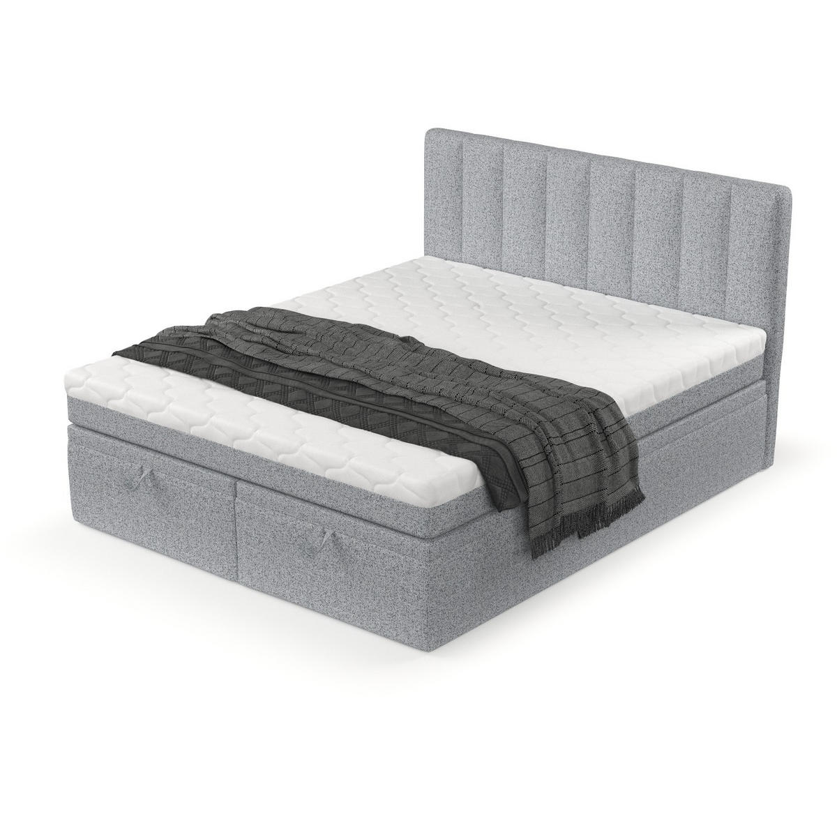 BOXBETT Lume 160/200 cm Grau im Riva Stoff - Schwarz/Grau, Holz/Holzwerkstoff (160/200cm) - AltaBeds