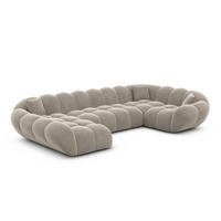 WOHNLANDSCHAFT Liva Taupe Samtstoff U-Form XL Links - Taupe, Textil (323/70/193cm) - VAROYAL