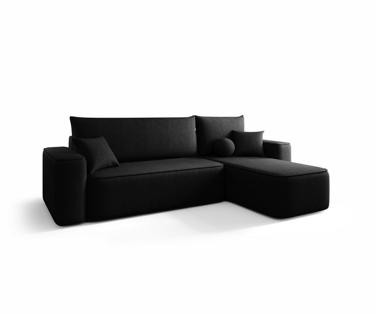 ECKSOFA TEXAS rechts schwarz Strickstoff Curio 99 - Schlaffunktion, Bettkasten - Schwarz, Textil (250/149cm) - Cornero