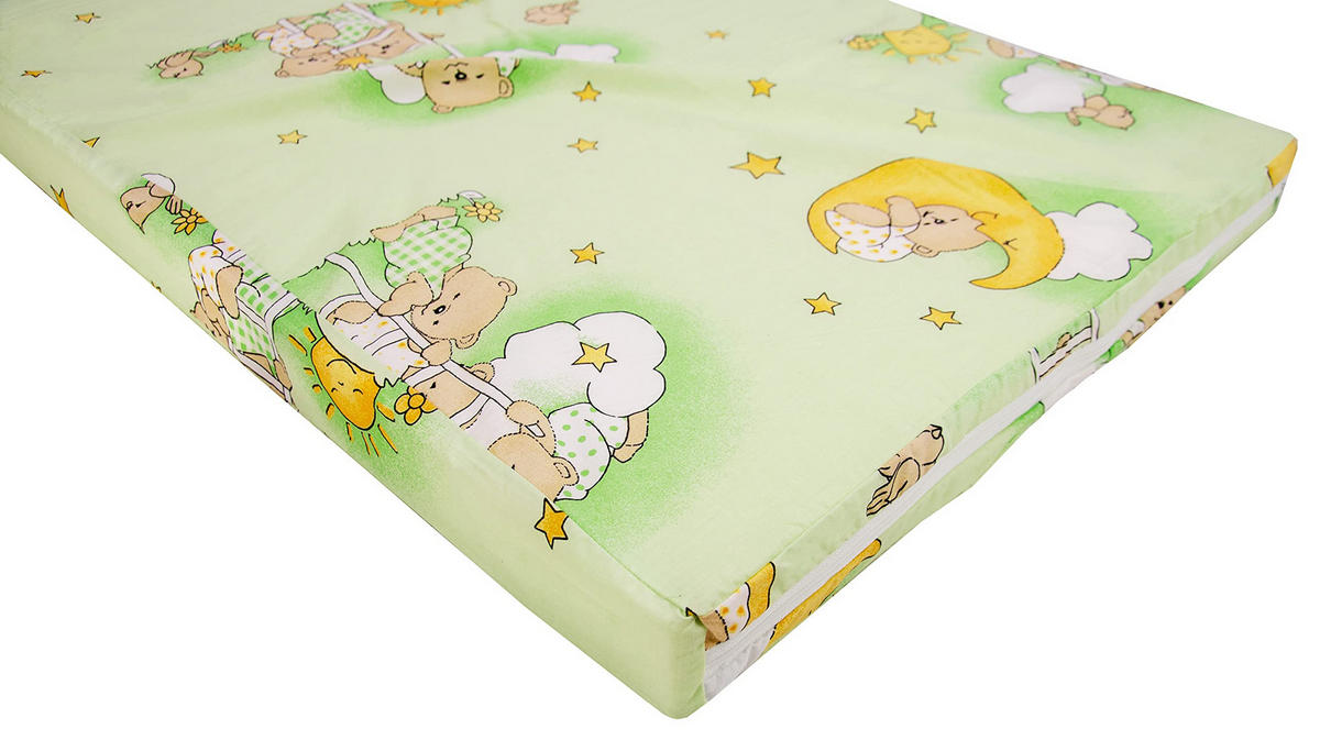 KINDERMATRATZE 60 x 120 cm klappbar, Schaumstoff, Mikrofaserbezug Grün - Grün, Textil - Best for Kids