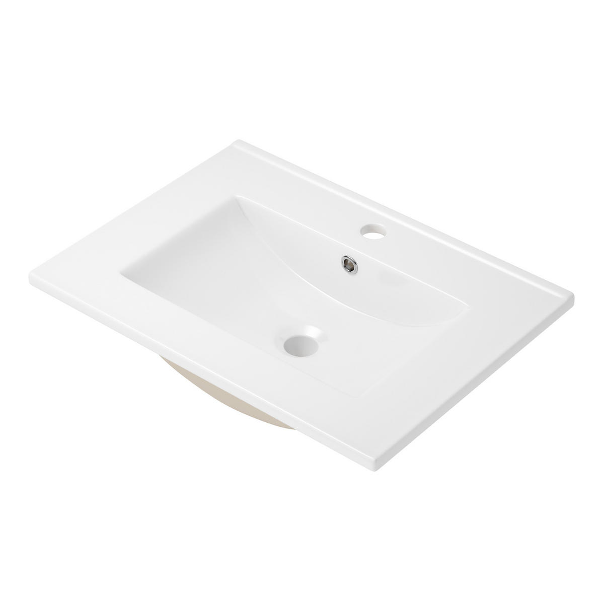 WANDHÄNGENDER 61x46x45 cm Weiß aus Keramik & Spanplatte mit Radarsensor-LED & 2 Schubladen - Weiß, Holzwerkstoff (61/45/46cm) - Modfu