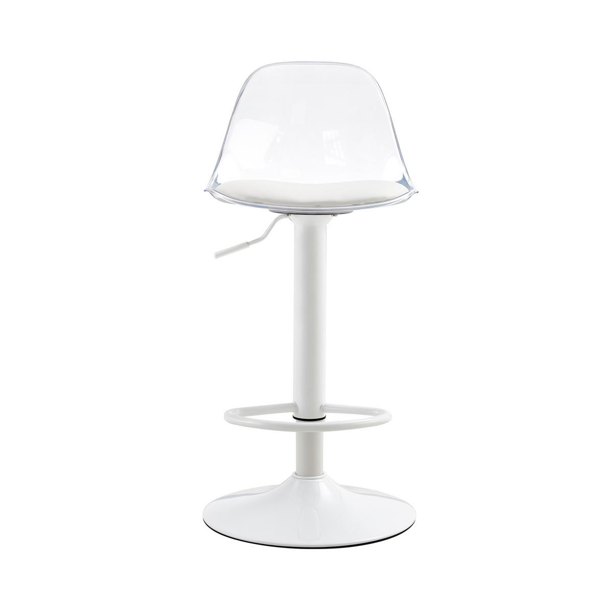 BARHOCKER 2er-Set höhenverstellbar Weiß mit transparenter Rückenlehne - Weiß, Metall (40.5/104/40.5cm) - MIVRAY