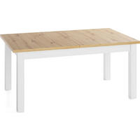 ESSTISCH Lindberg Weiß ausziehbar verlängerbar rechteckig, Eiche Artisan Hellbraun 120-160/70/77 cm - Braun/Weiß, Holz/Holzwerkstoff (70/160/76.5cm) - WFL GROUP