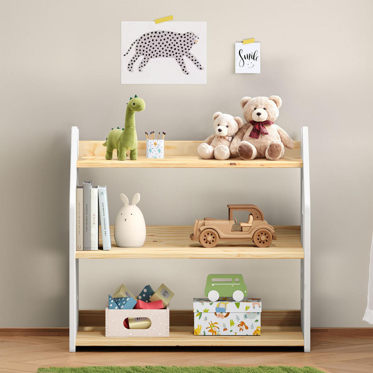 KINDERREGAL YASMIN - Naturfarben/Weiß, Holz (65/60/40cm) - IDIMEX