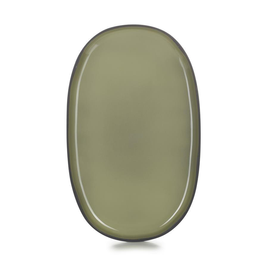 SERVIERTELLER CARACTERE 35,5 cm Kardamom - Dunkelgrün, Keramik (21.8/2.5/35.5cm) - Revol Porcelaine France