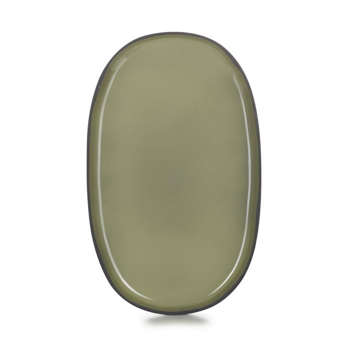 SERVIERTELLER CARACTERE 35,5 cm Kardamom - Dunkelgrün, Keramik (21.8/2.5/35.5cm) - Revol Porcelaine France