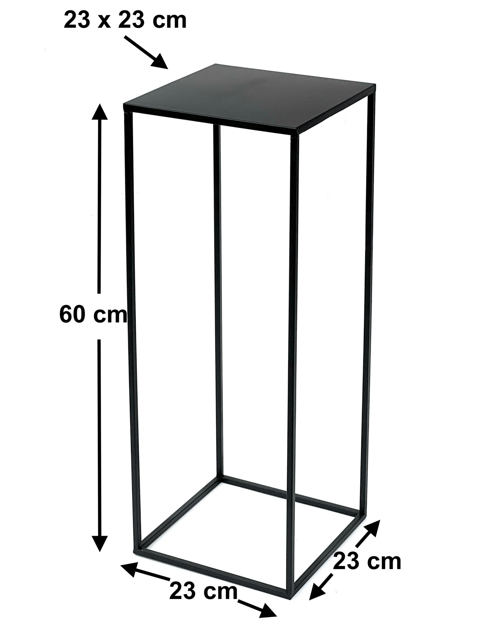 BLUMENHOCKER Metall Schwarz Eckig 60 cm 96315 M - Schwarz, Metall (23/60/23cm) - DanDiBo