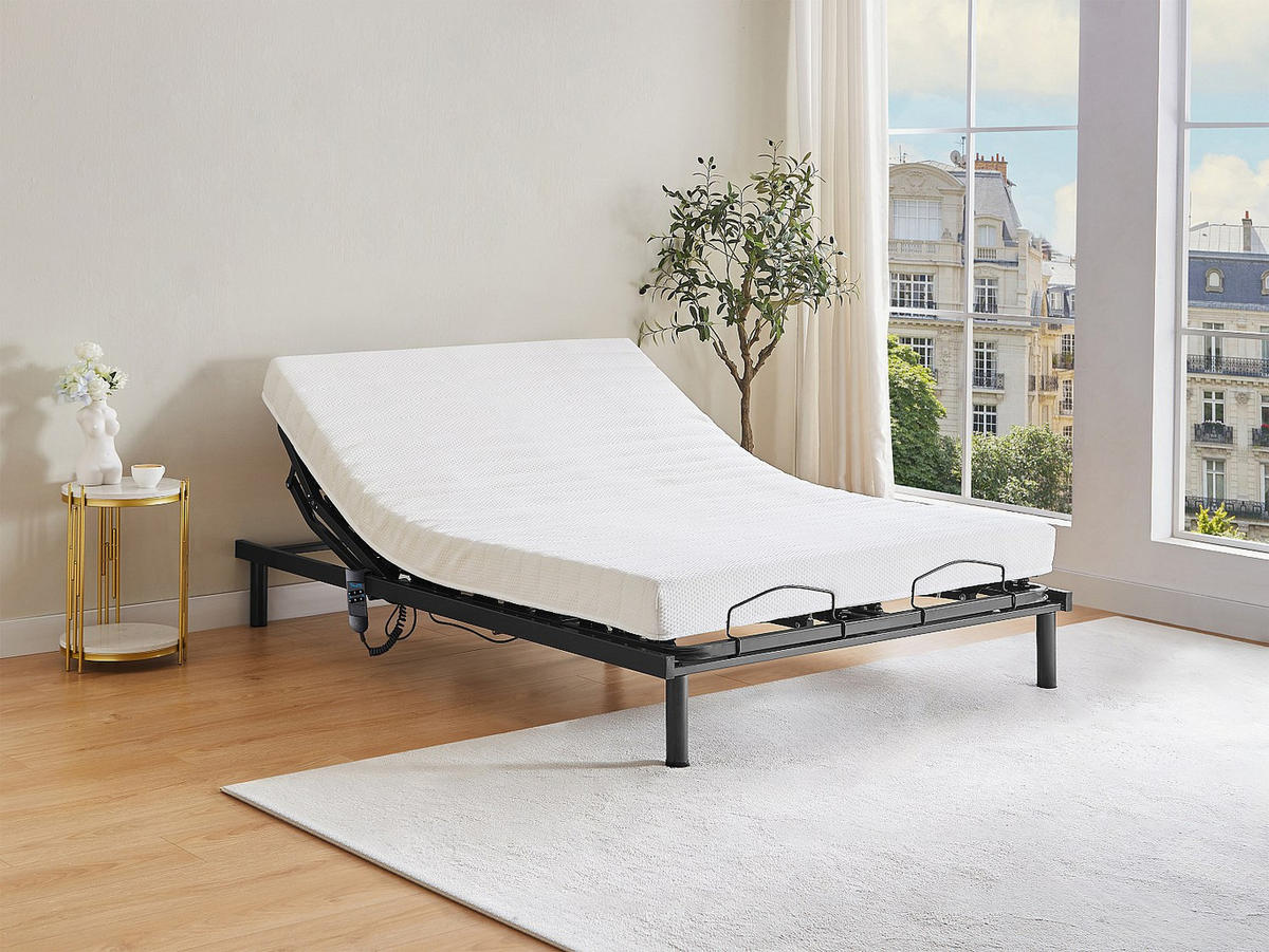 BETTGESTELL mit verstellbarem Lattenrost - 2 Personen - metall - schwarz Pandino - Schwarz, Metall (140/200cm) - Vente-Unique