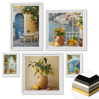 WANDBILDER 5er-Set - 50x50 cm & 20x30 cm & 40x60 cm Weißer Rahmen - Meereslandschaften, Zitronen, Fenster - Weiß, Kunststoff (40/60cm) - ArtPrintCave