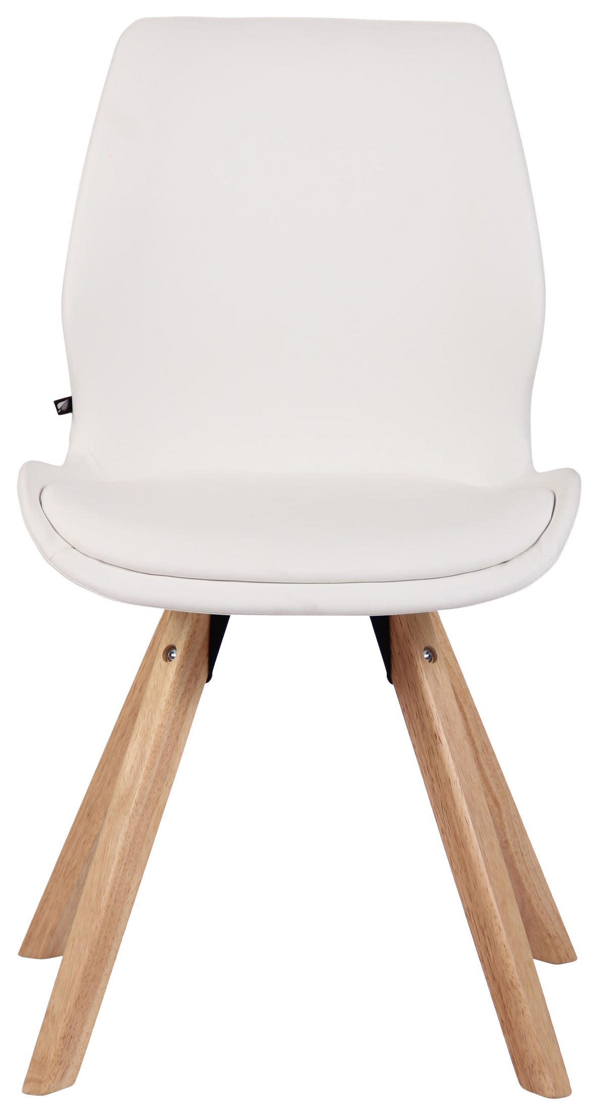 STUHL Lederlook weiß - Eukalyptusholzfarben/Weiß, Holz/Textil (49/87.5/58cm) - CLP