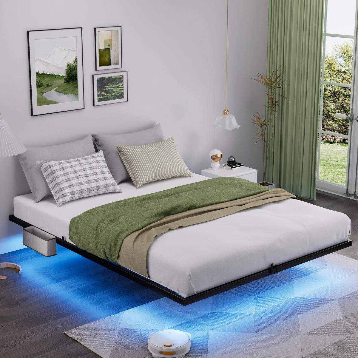 METALLBETT 140x200 cm LED schwarz - Schwarz, Metall (140/200cm) - Fortuna Lai