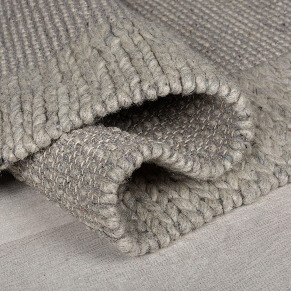 TEPPICH Chunky-Knit-Design, wolle-polyester-mix CALDER, Grau 160x230 cm - Grau, Textil (160/230cm) - KADIMA DESIGN