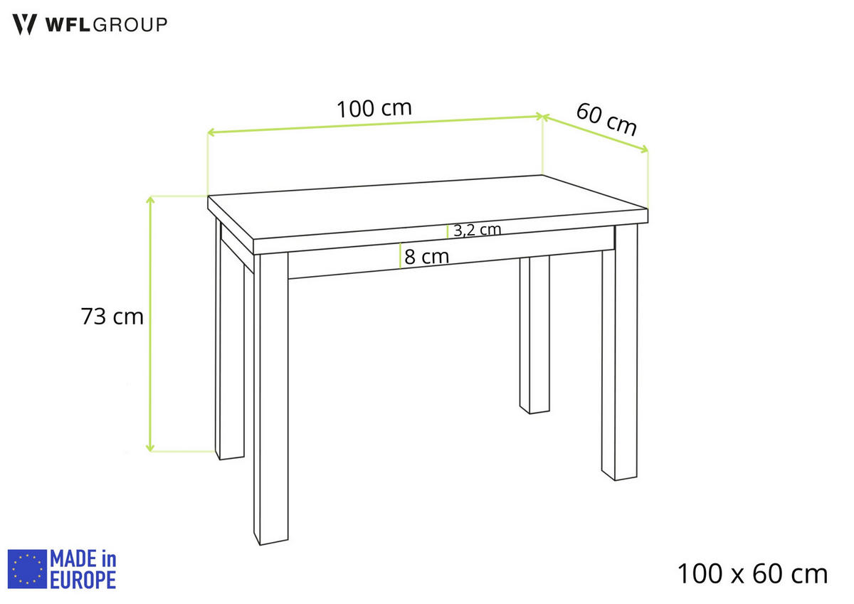 ESSTISCH Arden rechteckig, Wotan Eiche 100/60/73 cm - Eiche Wotan/Schwarz, Holz/Holzwerkstoff (100/60/73cm) - WFL GROUP