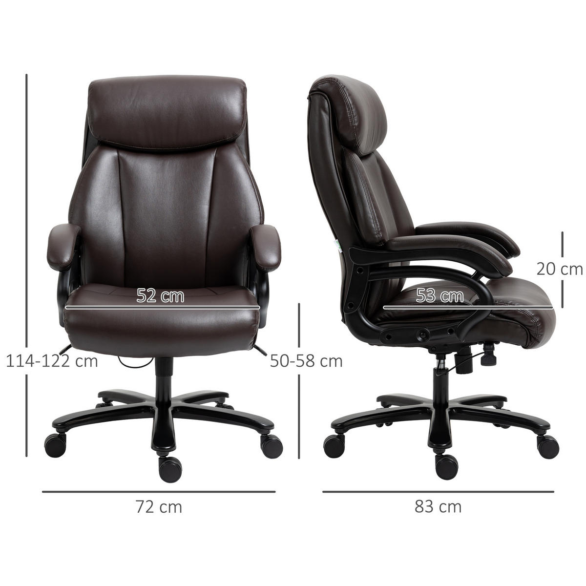 BÜROSTUHL, Kunstleder, Braun - Braun, Leder (83/122/72cm) - Vinsetto