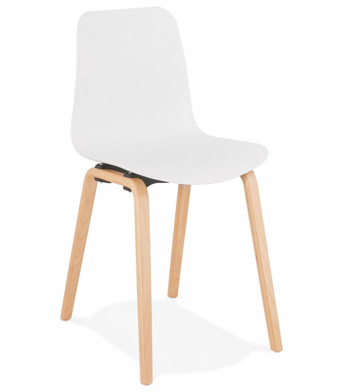 DESIGNERSTUHL Kunststoffsitz Holzgestell, Weiß-Beige 44,5x52,5x81 cm - Beige/Weiß, Holz/Kunststoff (45/81/53cm) - KADIMA DESIGN