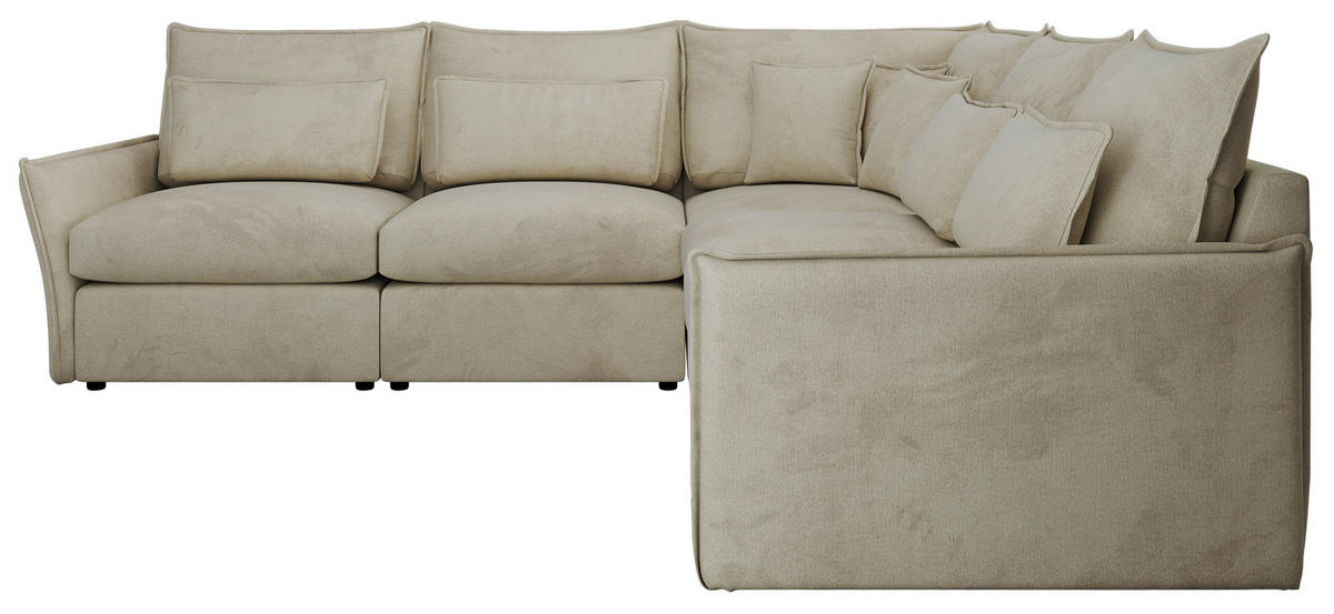 ECKSOFA VERSO L Beige Velvet - Beige/Schwarz, Kunststoff/Textil (270/270cm) - MKS