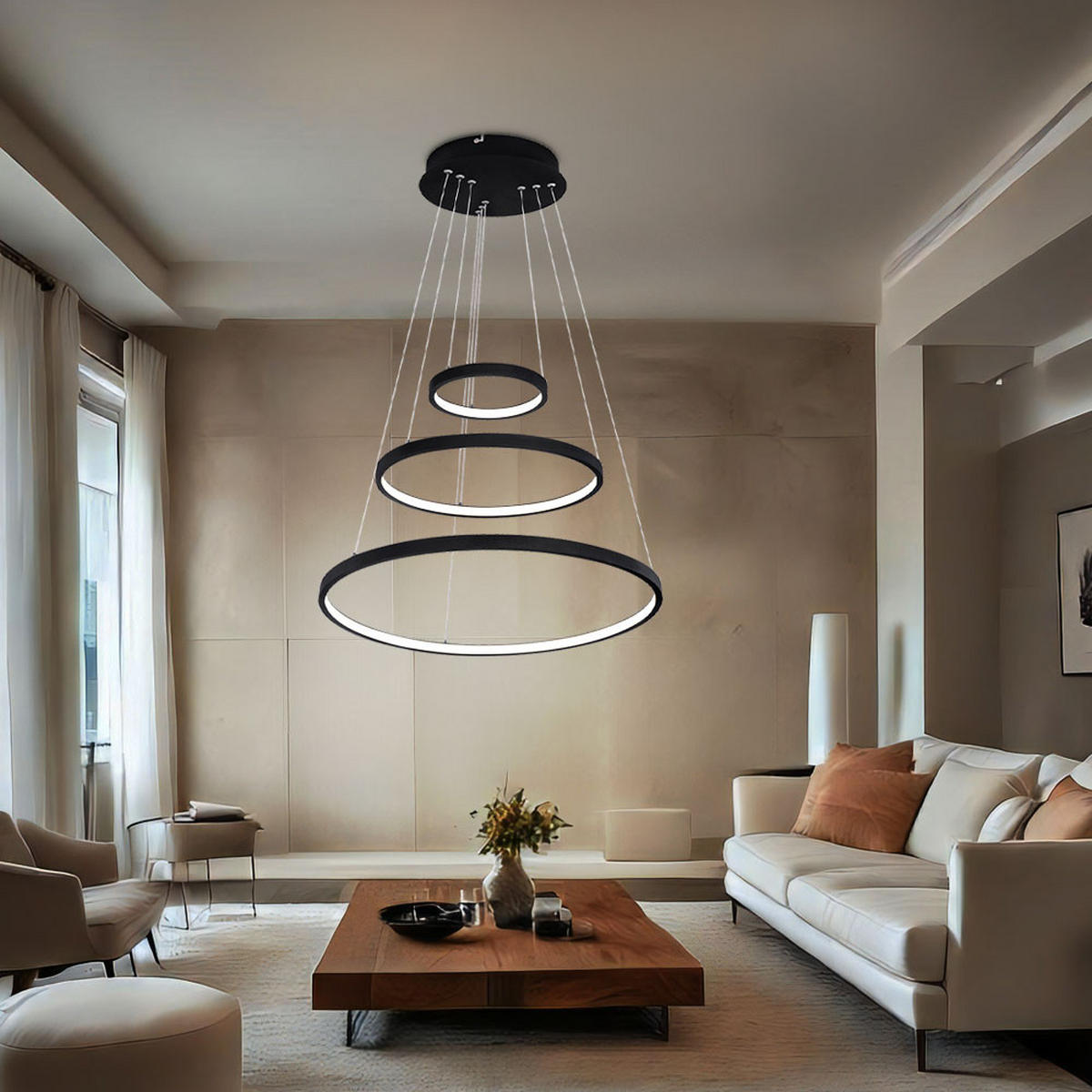 LED HÄNGELEUCHTE RALPH Metall Schwarz - Schwarz, Metall (51/51/120cm) - Globo Lighting