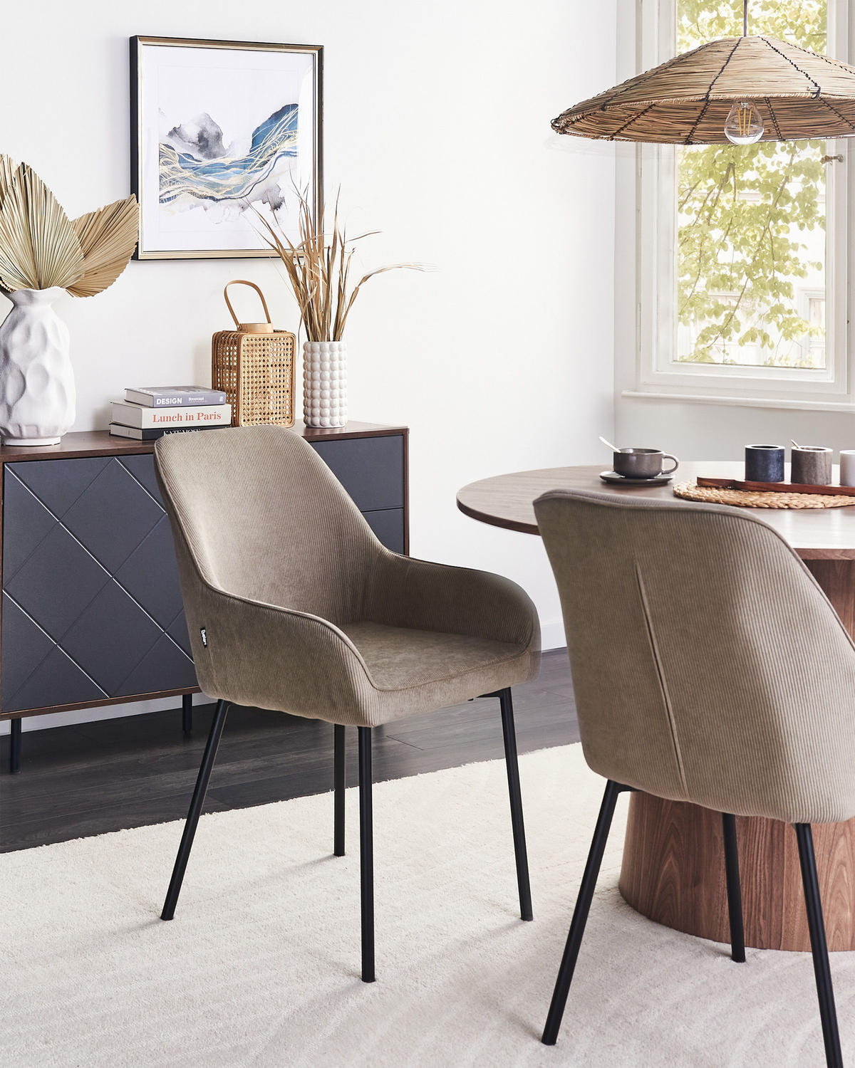 ESSZIMMERSTUHL 2er-Set Beige Loverna - Beige/Schwarz, Textil (54/87/63cm) - Beliani