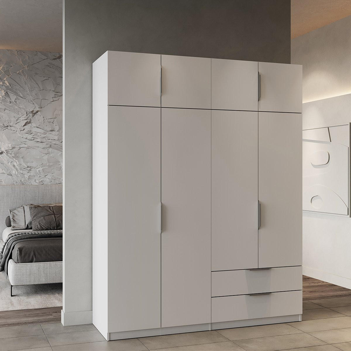 SCHRANK, 8 Türen - GHOST - Weiß - 157,3 x 51,1 x 203 cm - Weiß, Holz (51.1/203/157.3cm) - Demeyere
