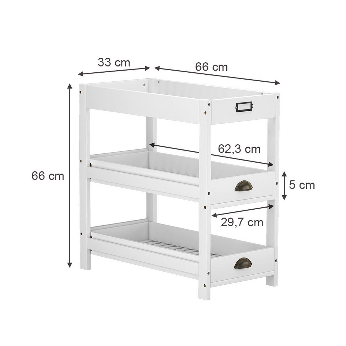 AUFBEWAHRUNGSREGAL Legum Weiß 33 x 66 cm mit 3 Ablagen - Weiß, Holzwerkstoff (33/66/66cm) - Vicco