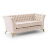 CHESTERFIELD-SOFA 2-sitzer Whitby Beige Samt mit goldenen Füßen - Beige/Goldfarben, Holz/Textil (175/78/82cm) - S-Style Möbel
