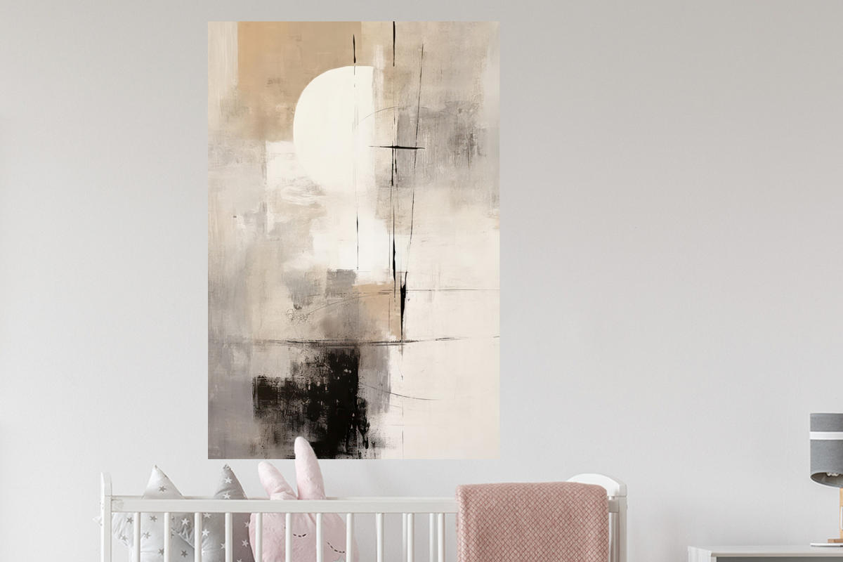 WANDTATTOO Abstrakt - Kunst - Grau 80x120 cm - Hellgrau, Kunststoff (80/120/0.1cm) - MuchoWow