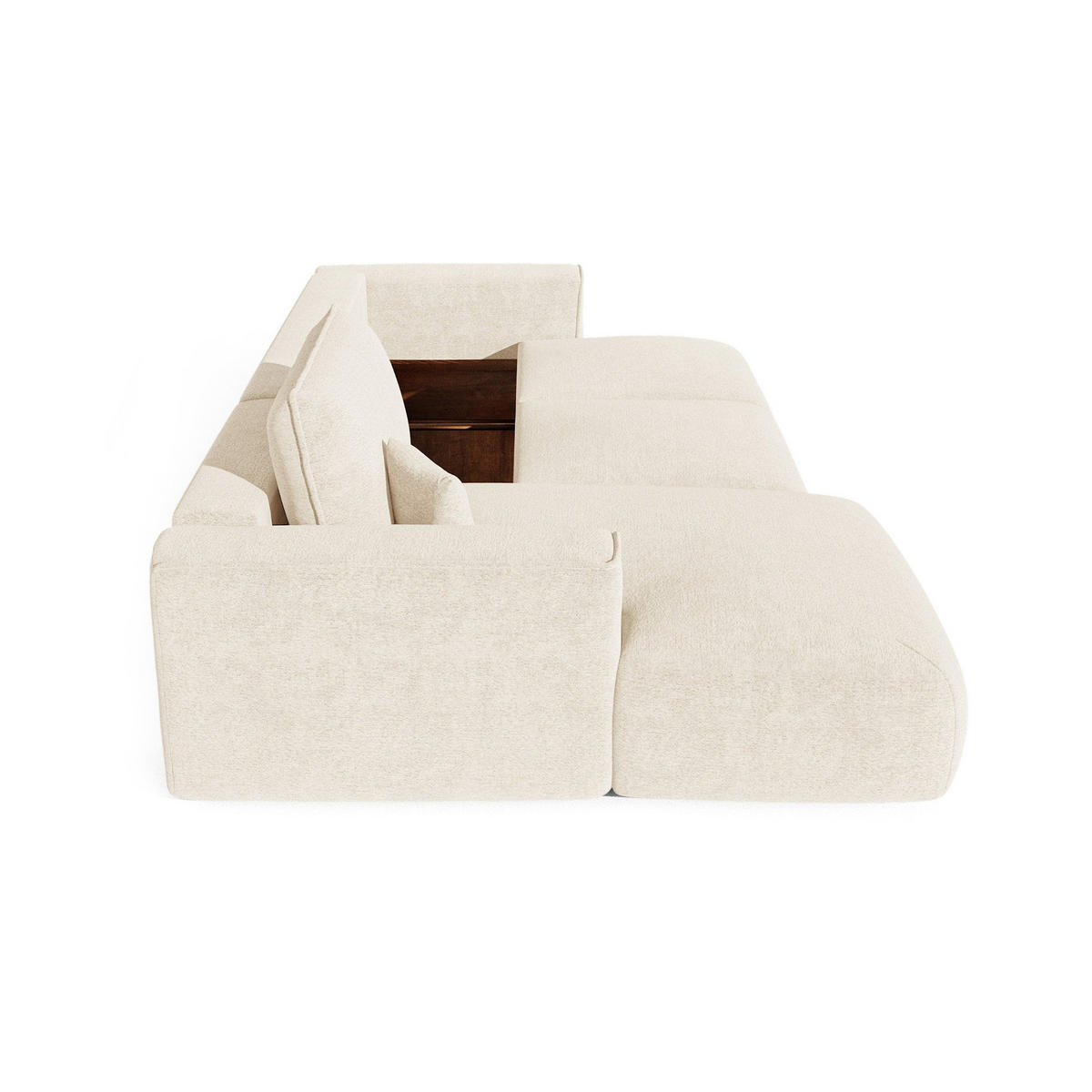 LINKSECK-SCHLAFSOFA mit Stauraum COMO Bouclé-Stoff Creme 297cm - Creme, Textil (297/167cm) - Premium Interiors